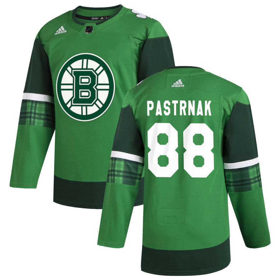 Boston Bruins #88 David Pastrnak Men Adidas 2020 St. Patrick Day Stitched NHL Jersey Green